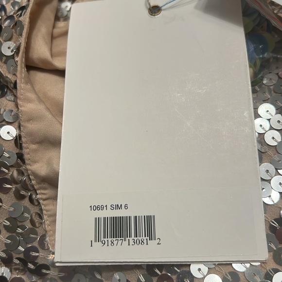 Mac Duggal 10691 NWT Silver High Neck Midi Sequin Dress with 3D Flowers - Picture 11 of 12